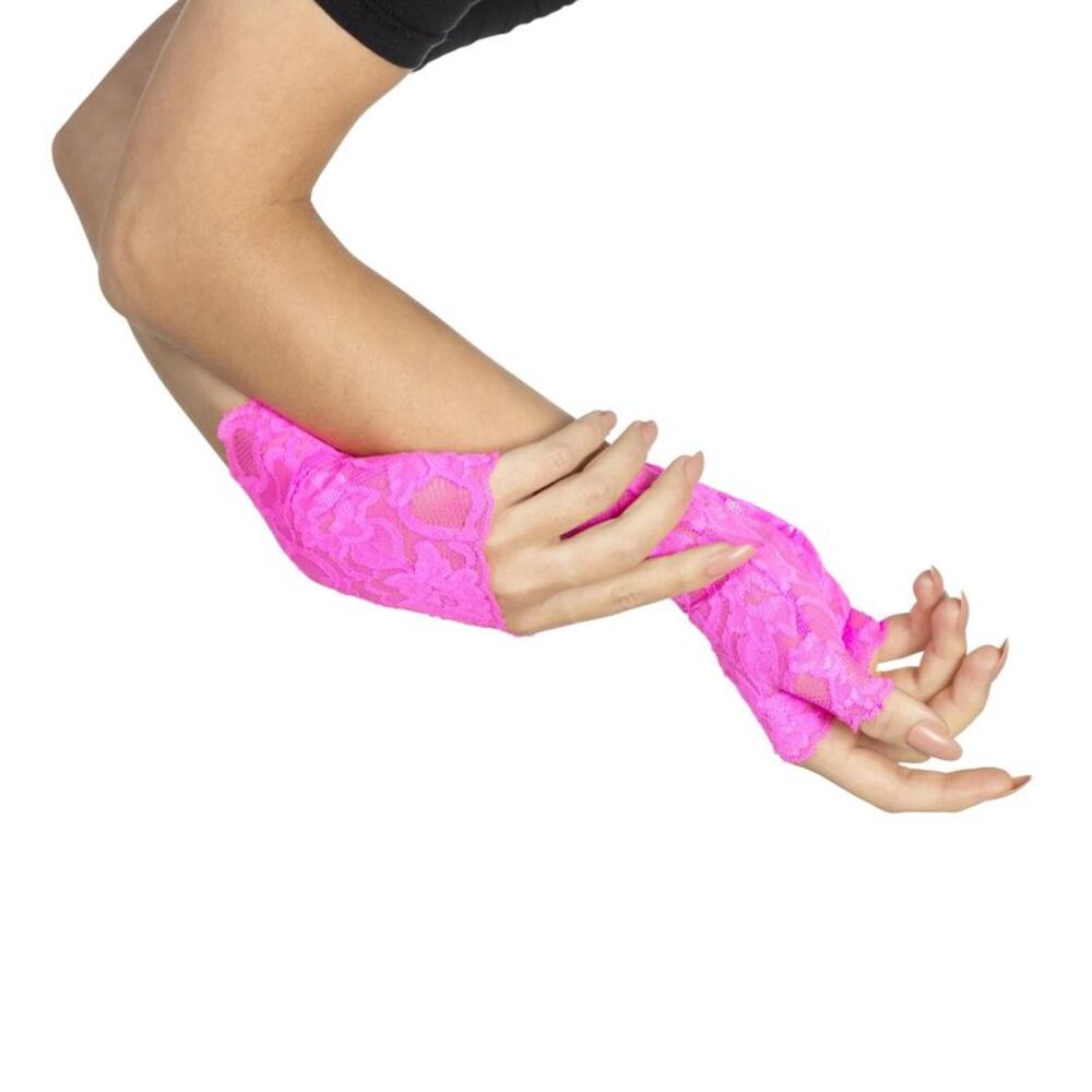 Smiffys Womens/Ladies 80s Lace Fingerless Gloves / Neon Pink